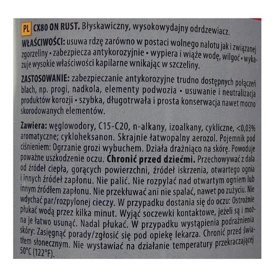 Błyskawiczny Wysokowydajny Odrdzewiacz On Rust 500ml Z Aplikatorem Cx-80 - zdjęcie 3