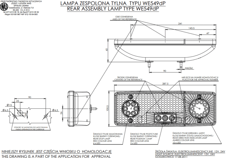 Lampa Diodowa Tylna Prawa E-549 Led 12/24v