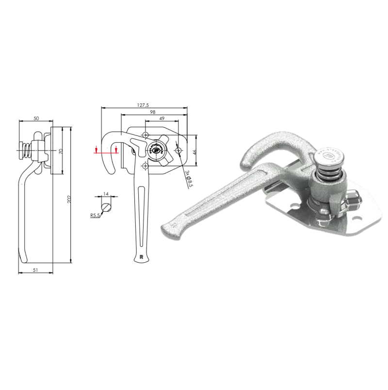 Zaczep Do Burty Prawy 1000 Kg | ZB-12R