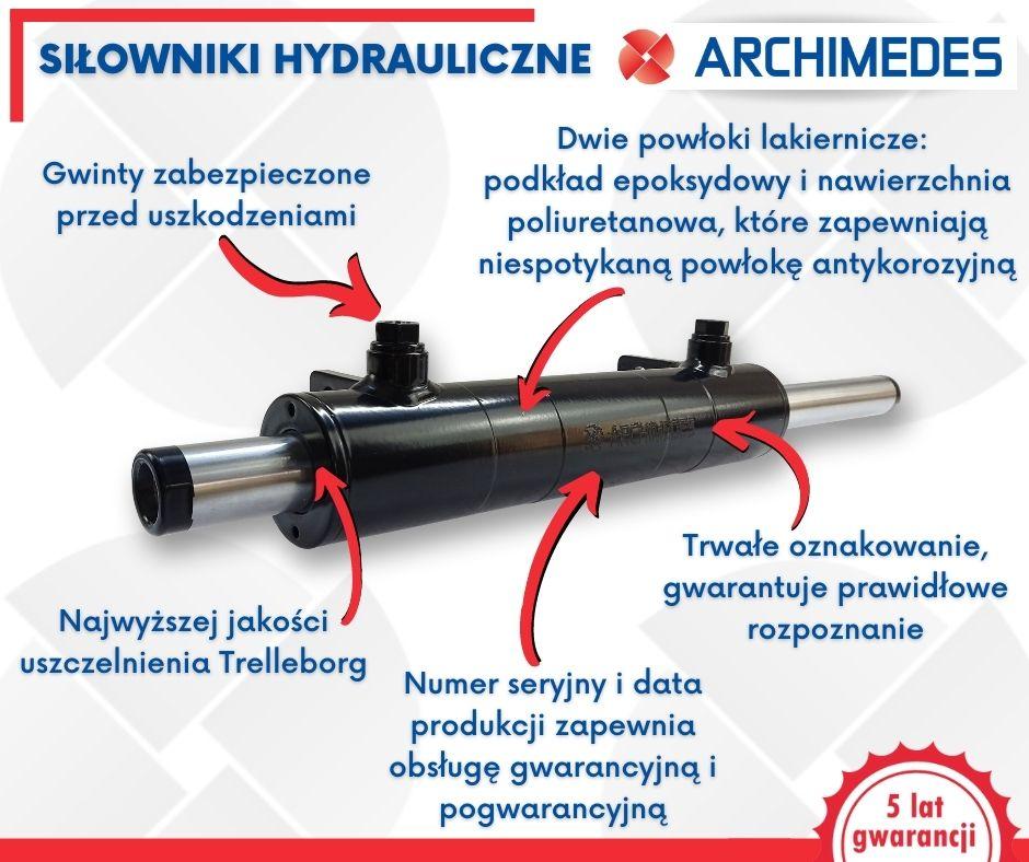 Cylinder Hydrauliczny Siłownik Dwustronny Wspomagania Sworzeń 25mm Bizon - zdjęcie 5