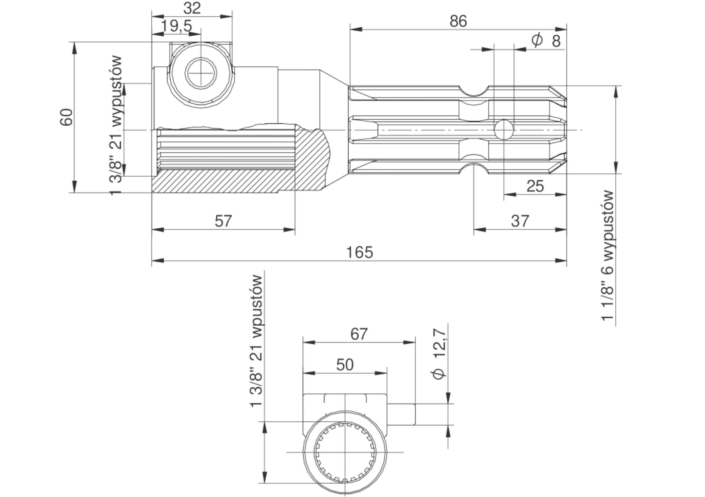 Redukcja Wałka Wom Adapter Na Trzpień 1 3/8" 21 Wpustów Na Wałek 1 3/8" 6 - zdjęcie 5