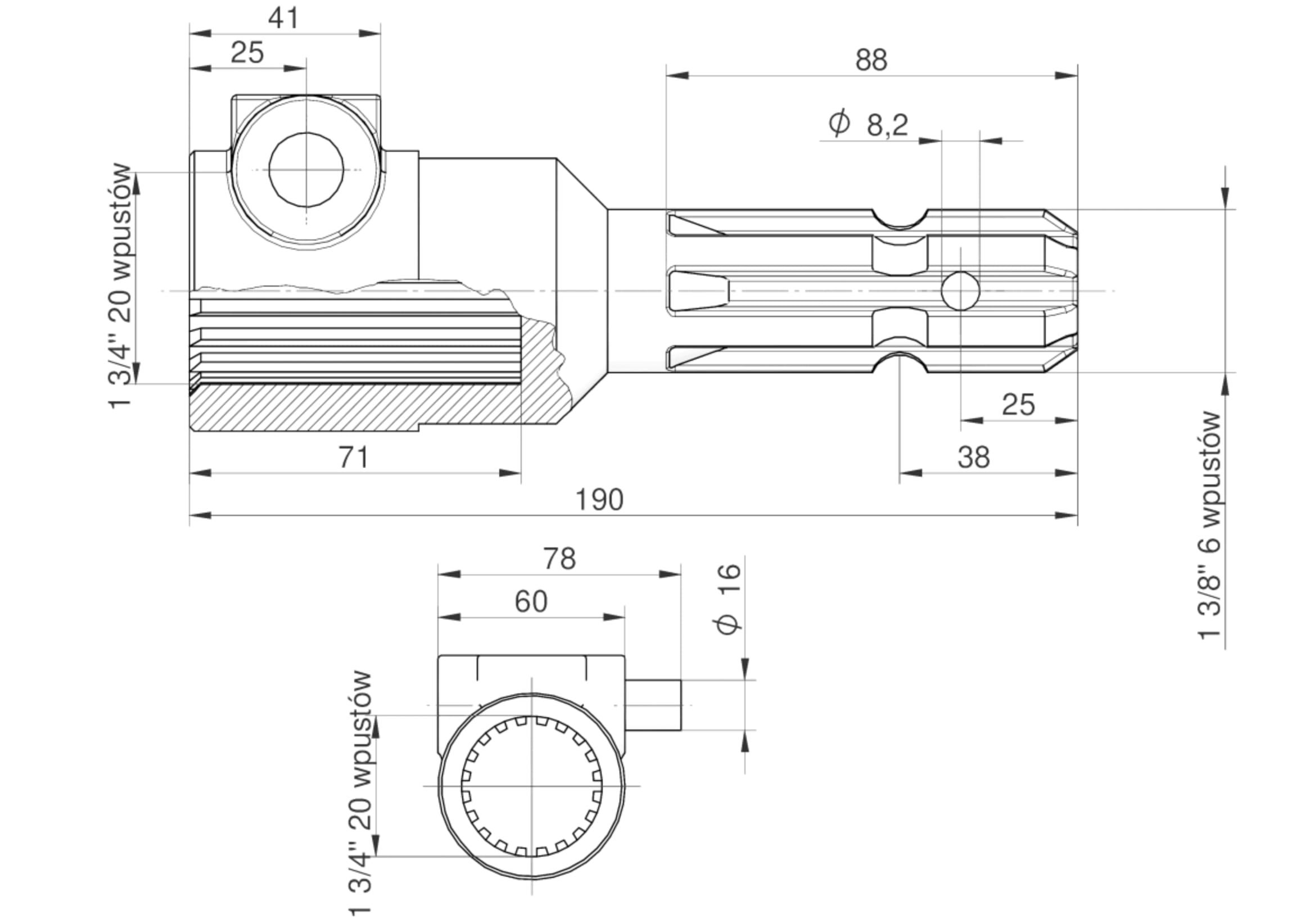 Redukcja Wałka Wom Adapter Na Trzpień 1 3/4" 20 Wpustów Na Wałek 1 3/8" 6 - zdjęcie 5