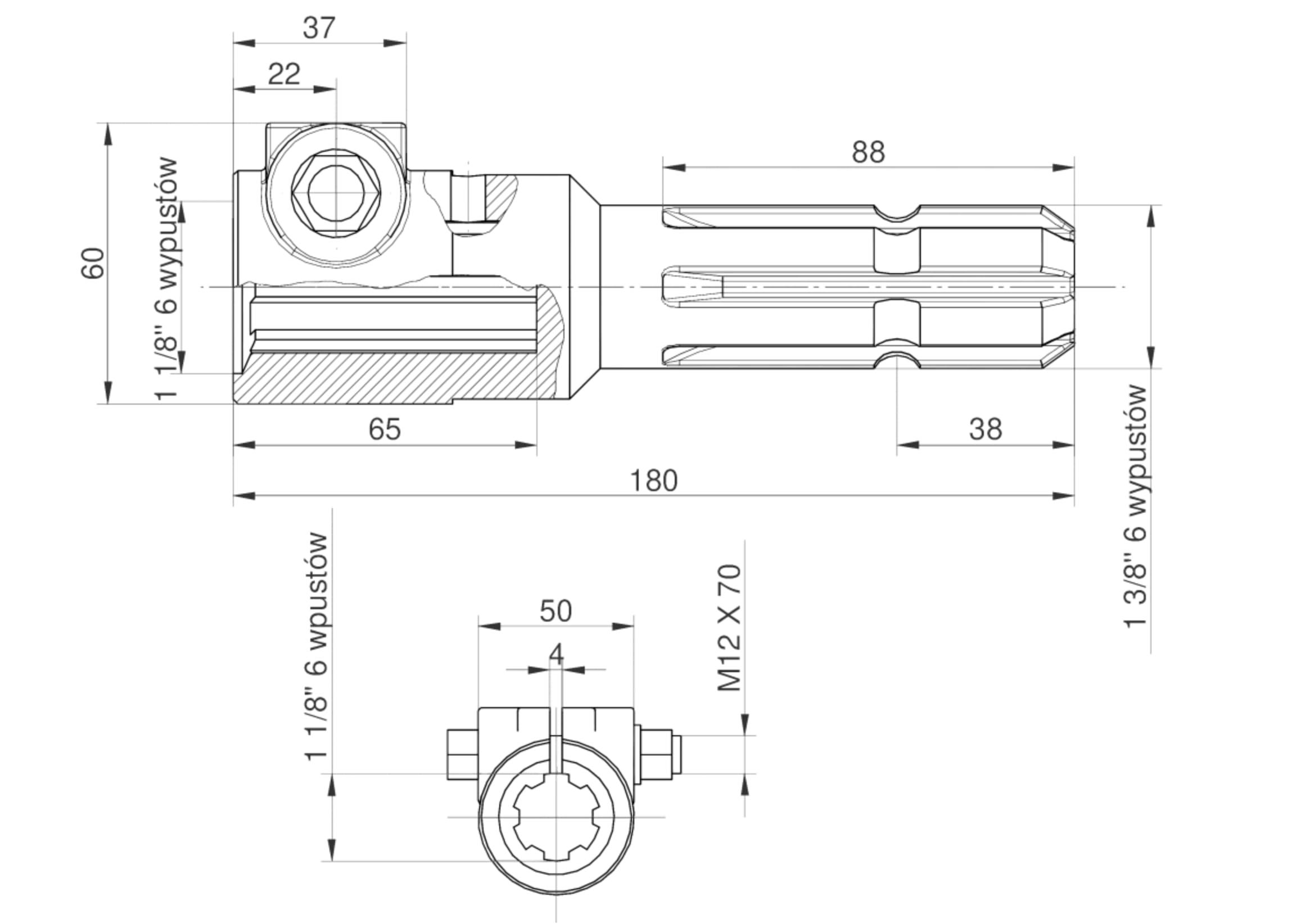 Redukcja Wałka Wom Adapter Na Śrubę 1 1/8" 6 Wpustów Na Wałek 1 3/8" 6 - zdjęcie 5