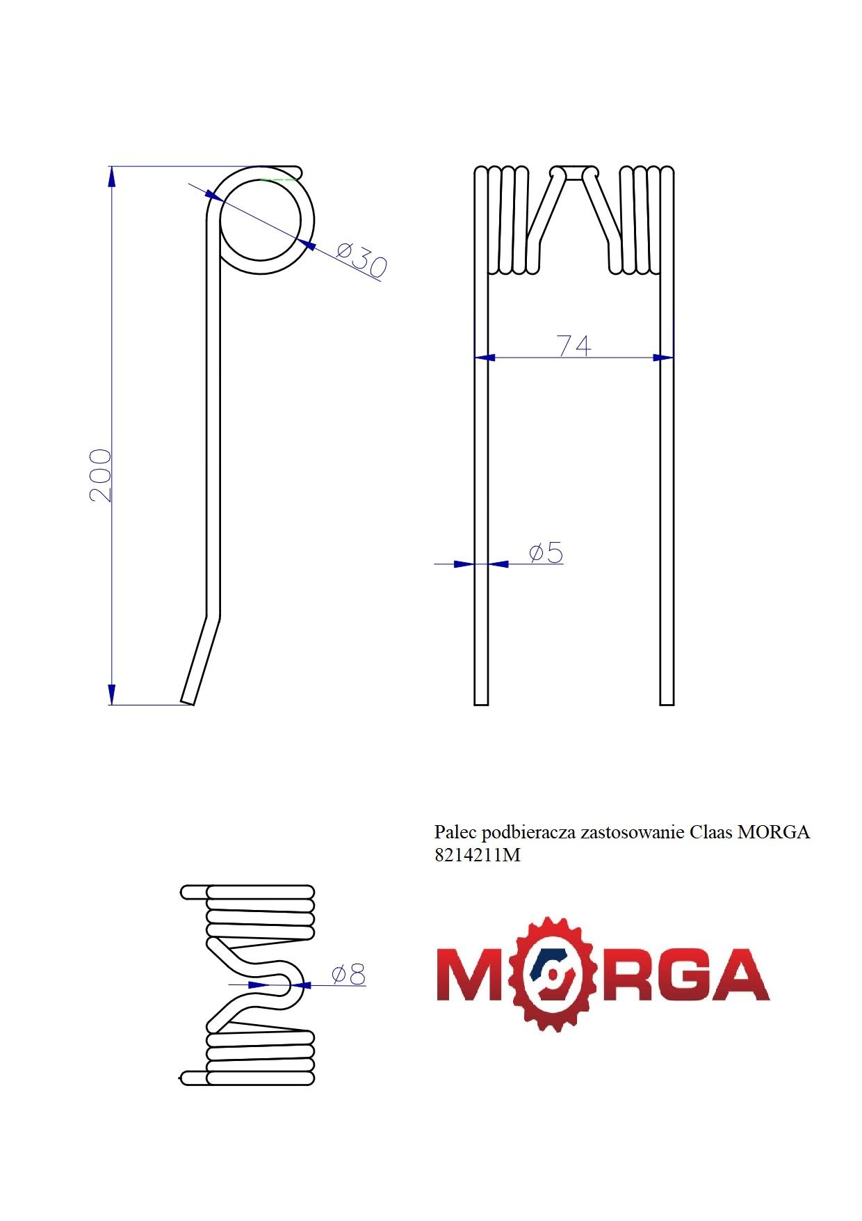 Palec Podbieracza Zastosowanie Claas 8214211 8603510 Malowane Proszkowo
