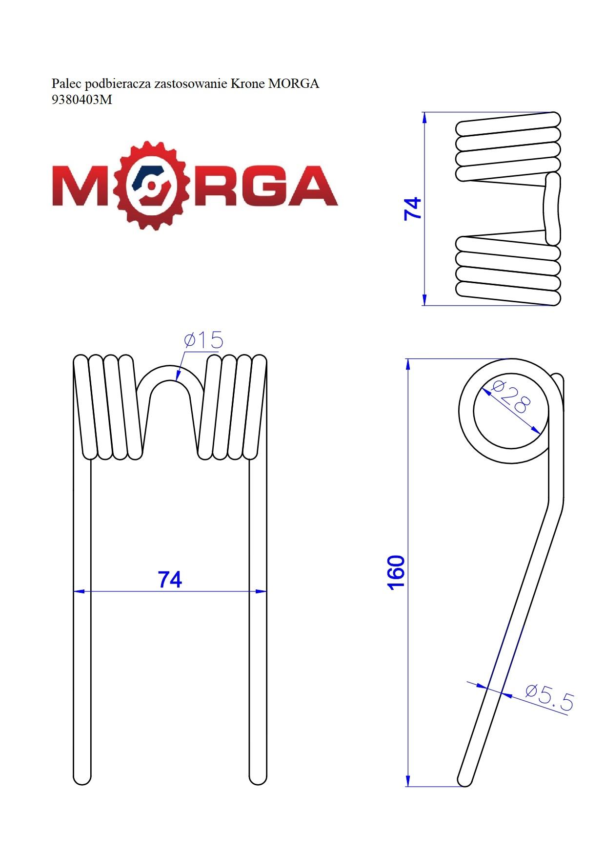Palec Podbieracza Krone 9380403 Malowane Proszkowo Morga