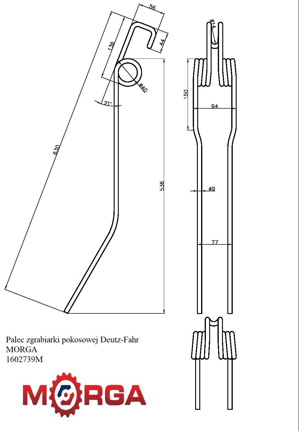 Palec Zgrabiarki Pokosowej Deutz-Fahr Malowane Proszkowo Morga - zdjęcie 4