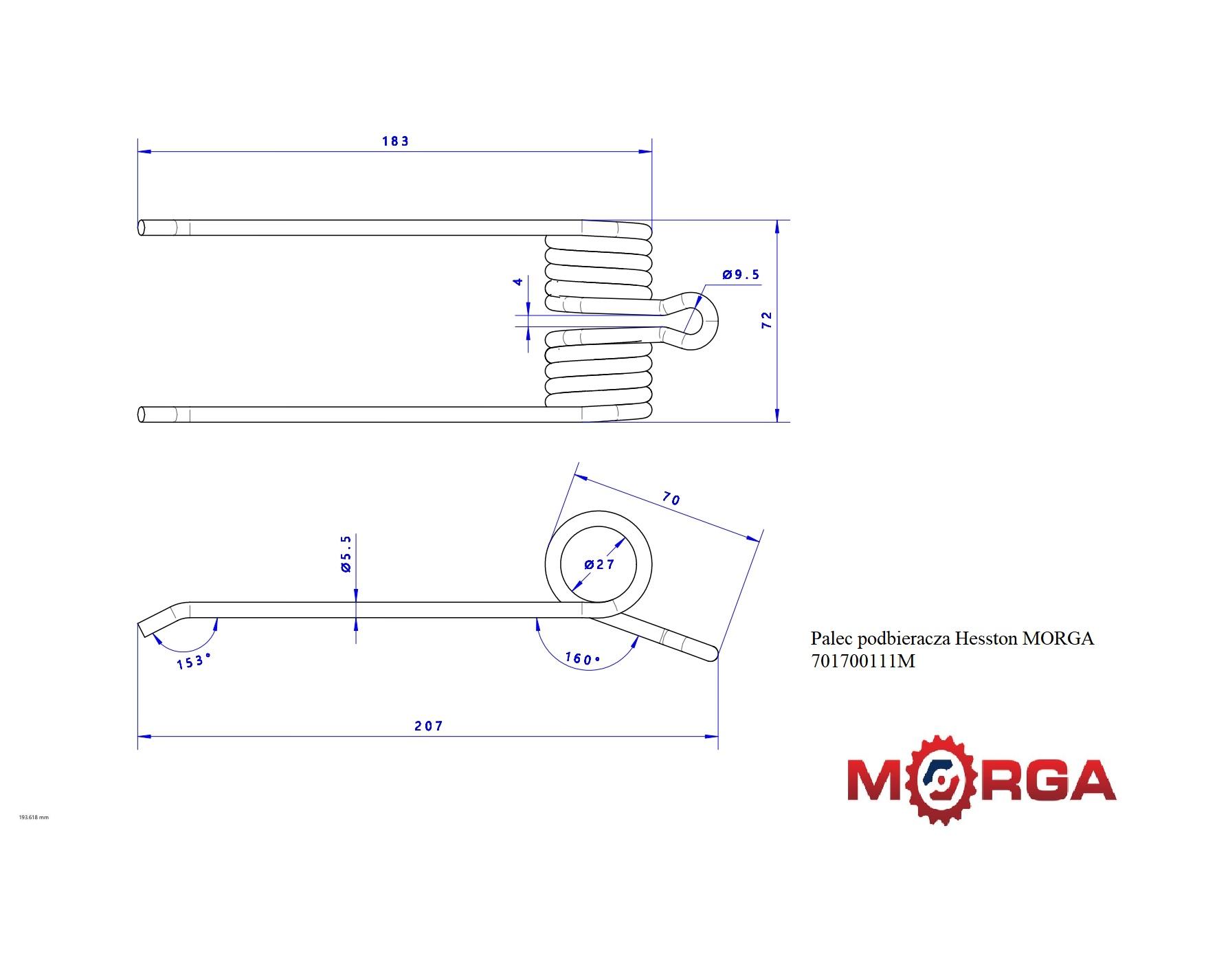 Palec Podbieracza Hesston 701700111 Malowane Proszkowo Morga