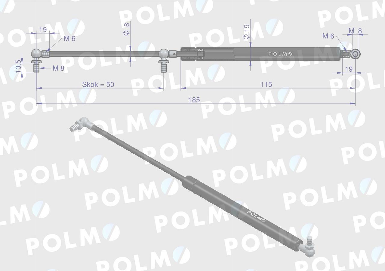 Siłownik szyby bocznej l max 185mm 65499071 dieteg polmo - zdjęcie 2