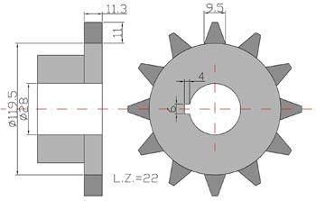 Koło z-22 3/4 fi=30 rozrzutnik 2208050040 - zdjęcie 2