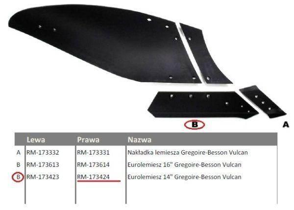Eurolemiesz prawy 14" gregoire-besson vulcan pasuje śruba m14x35pl 4 szt - zdjęcie 2