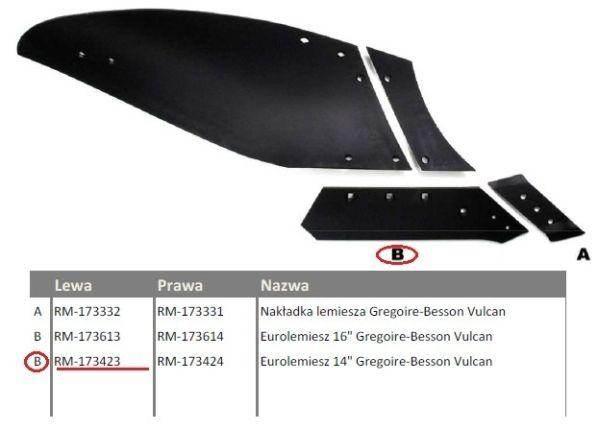 Eurolemiesz lewy 14" gregoire-besson vulcan pasuje śruba m14x35pl 4 szt - zdjęcie 2