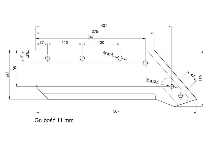 Eurolemiesz prawy 14" kverneland vulcan pasuje śruba m12x34ov2 4 szt - zdjęcie 3