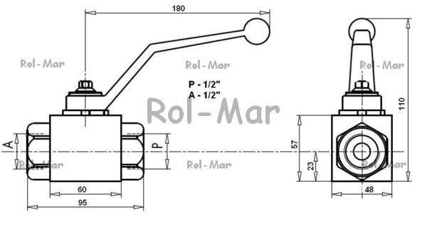 Zawór kulowy hydrauliczny dwudrożny 25 mpa 3/4" - zdjęcie 2