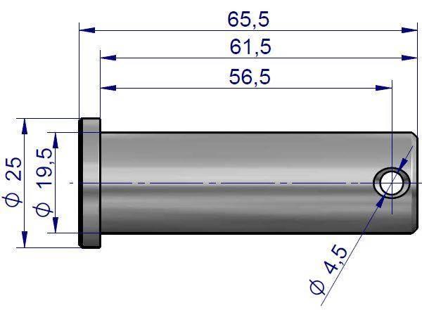 Sworzeń mocowania wieszaka l.p dolny fi-20mm z kołnierzem c-330 c-360 - zdjęcie 2