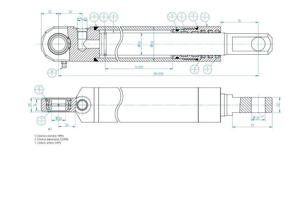 Cylinder podnoszenia motowideł cn2e-32/200b bizon - zdjęcie 2