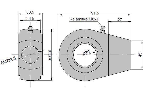 Ucho siłownika łożysko ge-30 kt2*50 ue2 50 - zdjęcie 2