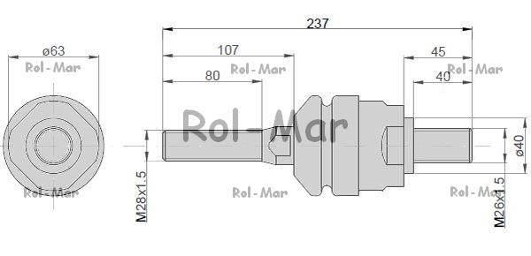 Przegub kierowniczy 240mm m28x1,5 m26x1,5 04401801 deutz taq - zdjęcie 2