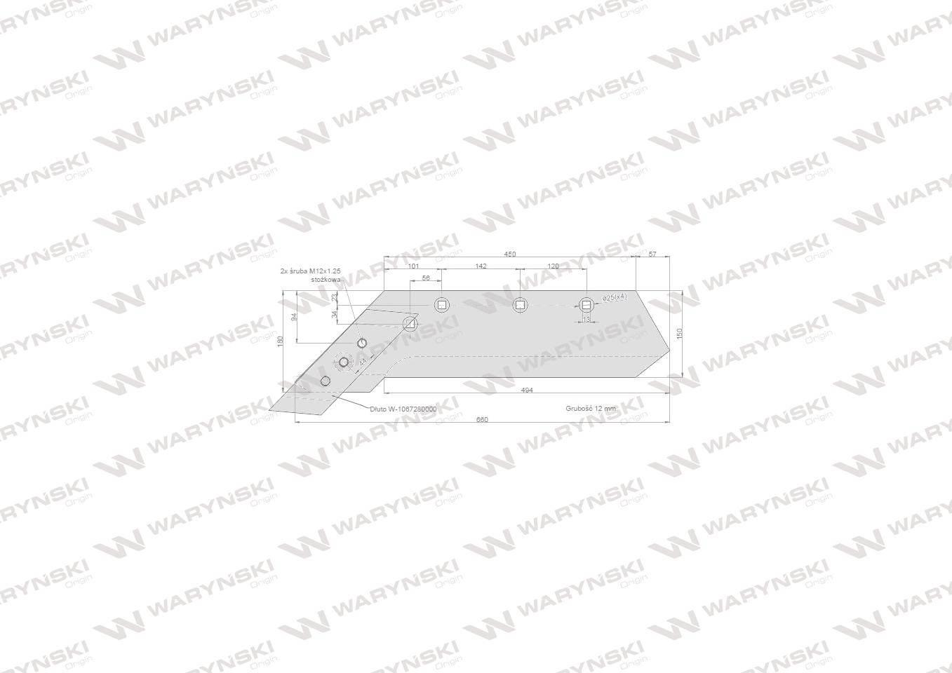 Lemiesz z dłutem lewy vis/016 35-50cm xxl unia pług stal borowa waryński - zdjęcie 2