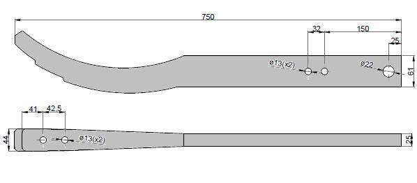 Grządziel słupica/trzon hartowana wzmocniona agregatu podorywkowego 750mm g - zdjęcie 2