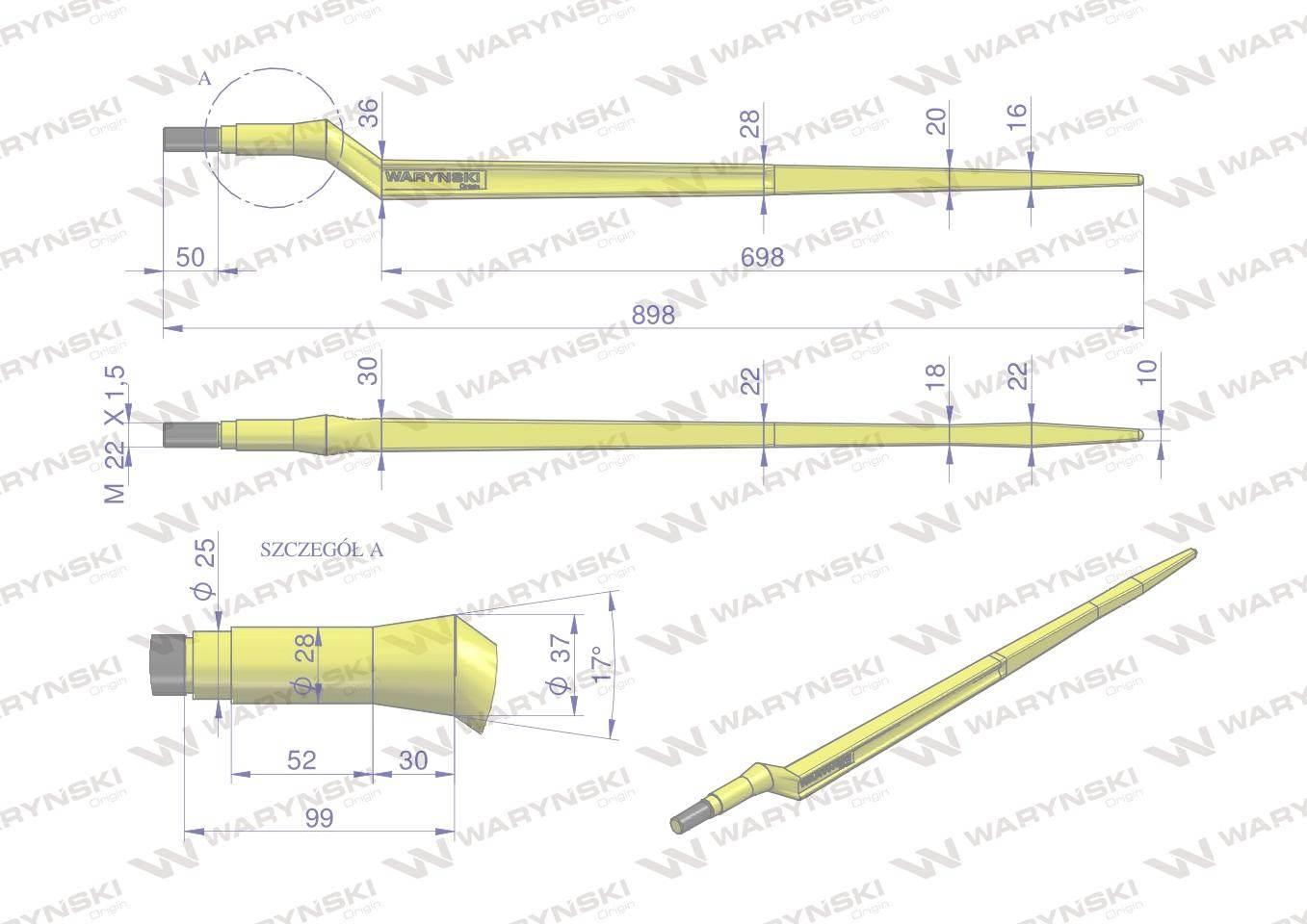 Ząb ładowacza uniwersalny z l 880mm 5193-ft88n tur waryński - zdjęcie 2