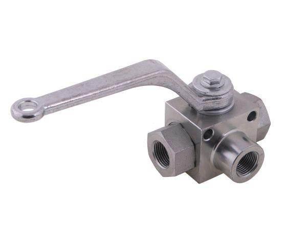 Zawór kulowy hydrauliczny 3-drogowy 3/2 3/8"bsp z otworami mocującymi 500 bar waryński - zdjęcie 4