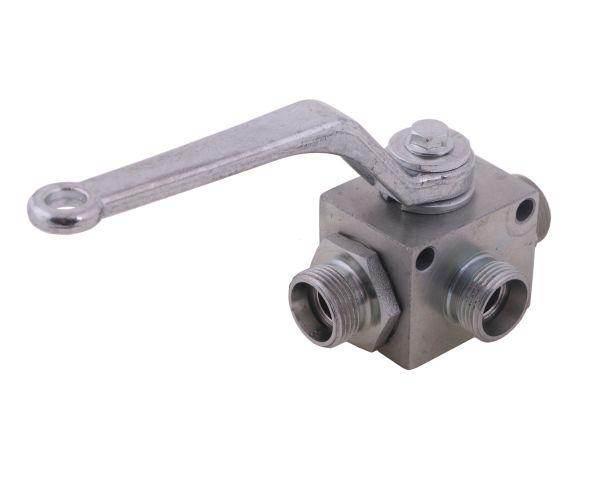 Zawór kulowy hydrauliczny 3-drogowy 3/2 m22x1.5 15l z otworami mocującymi 500 bar waryński - zdjęcie 3