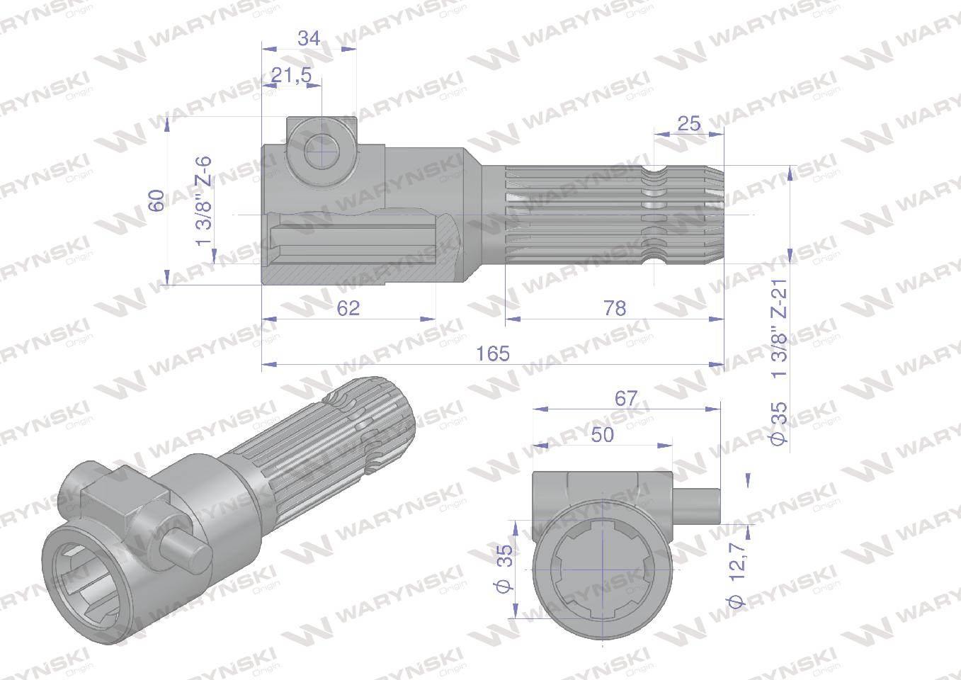 Redukcja adapter na trzpień 1 3/8" 6 wpustów na wałek 1 3/8" 21 wpustów war - zdjęcie 4