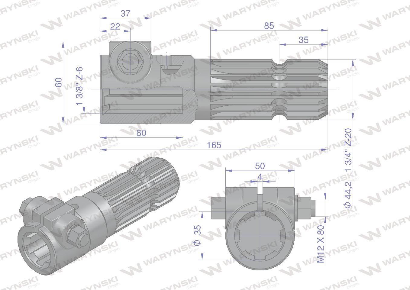 Redukcja adapter na śrubę 1 3/8" 6 wpustów na wałek 1 3/4" 20 wpustów waryń - zdjęcie 4