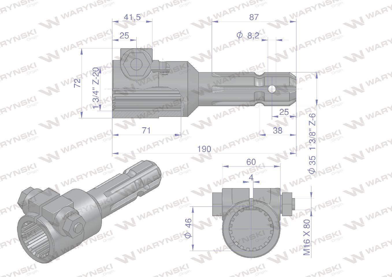 Redukcja adapter na śrubę 1 3/4" 20 wpustów na wałek 1 3/8" 6 wpustów waryń - zdjęcie 4
