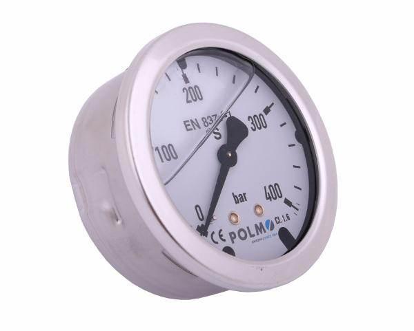 Manometr glicerynowy m63 0-400 bar tylne przyłącze g1/4" polmo