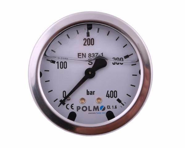 Manometr glicerynowy m63 0-400 bar tylne przyłącze g1/4" polmo - zdjęcie 2