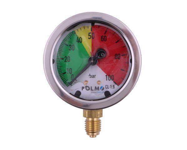 Manometr glicerynowy m63 0-100 bar gwint m12x1.5 dolne przyłącze obudowa kwasoodporna opryskiwacz polmo - zdjęcie 2