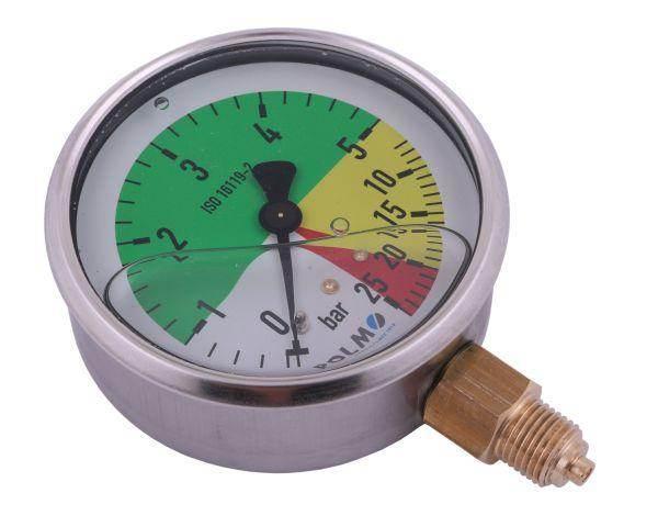 Manometr glicerynowy m80 0-5/25 bar gwint g1/4" dolne przyłącze do opryskiwaczy firmy krukowiak polmo