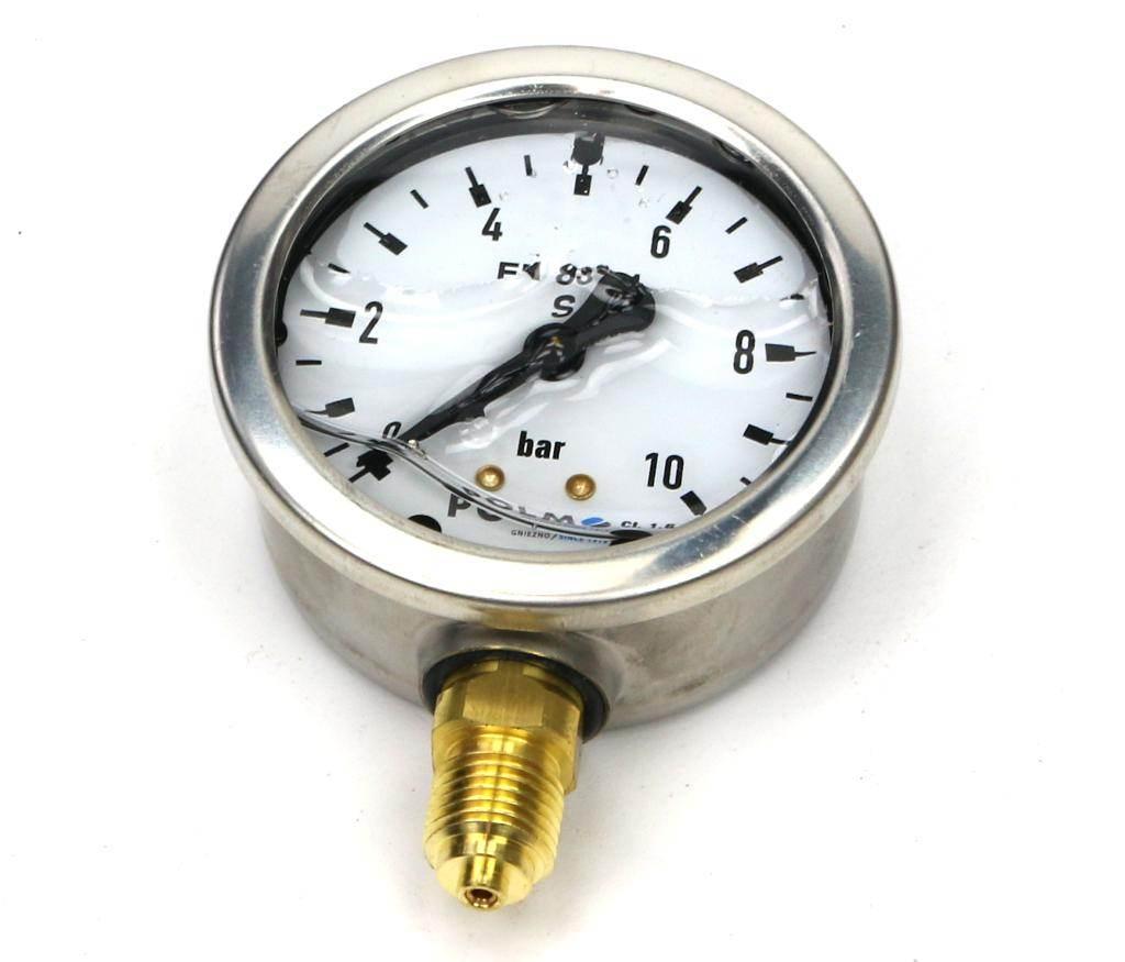 Manometr glicerynowy m63 0-10 bar dolne przyłącze g1/4" polmo