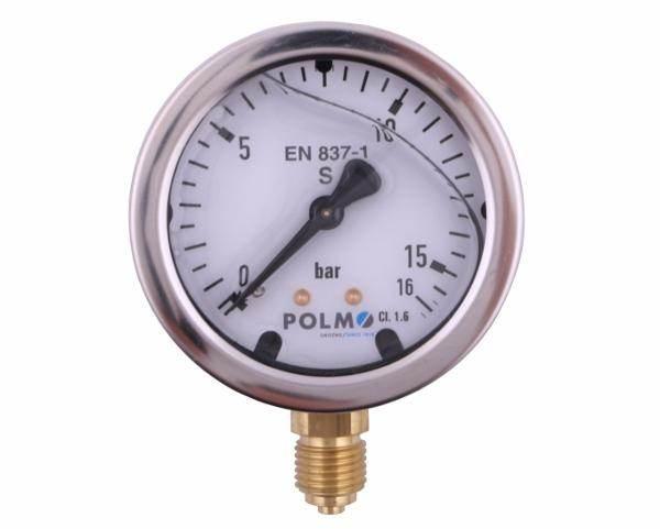 Manometr glicerynowy m63 0-16 bar dolne przyłącze g1/4" polmo - zdjęcie 2