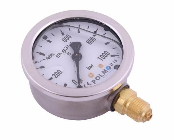 Manometr glicerynowy m63 0-1000 bar dolne przyłącze g1/4" polmo