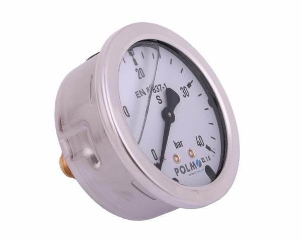 Manometr glicerynowy m63 0-40 bar tylne przyłącze g1/4" polmo