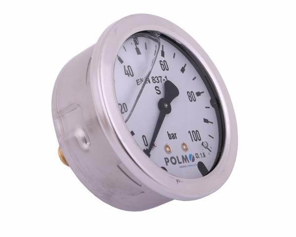 Manometr glicerynowy m63 0-100 bar tylne przyłącze g1/4" polmo