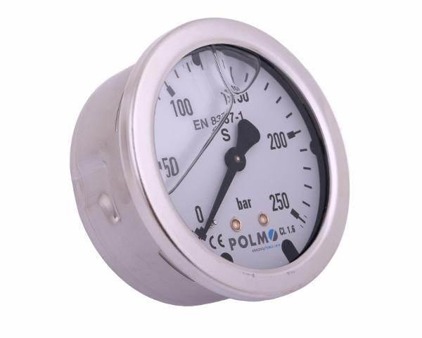 Manometr glicerynowy m63 0-250 bar tylne przyłącze g1/4" polmo