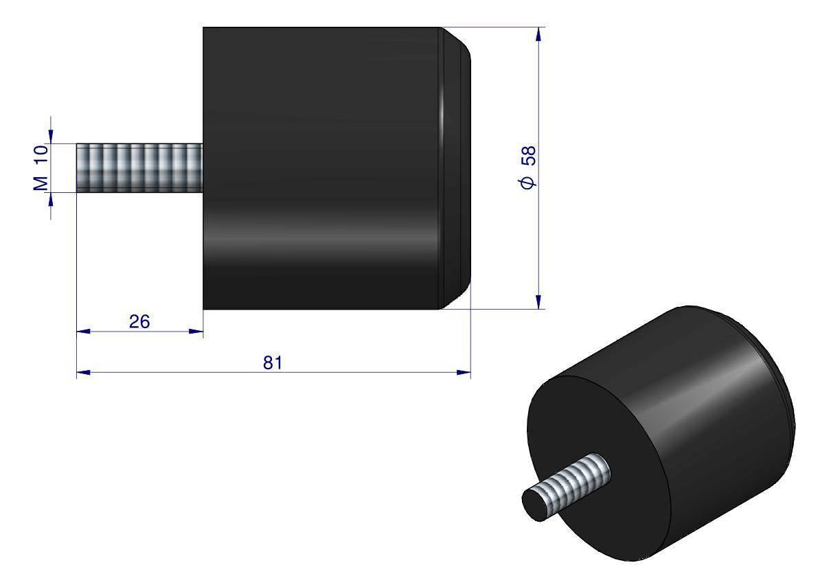 Resor odbój gumowy śruba m10 wysokość 54mm nr-191 przyczepa - zdjęcie 2