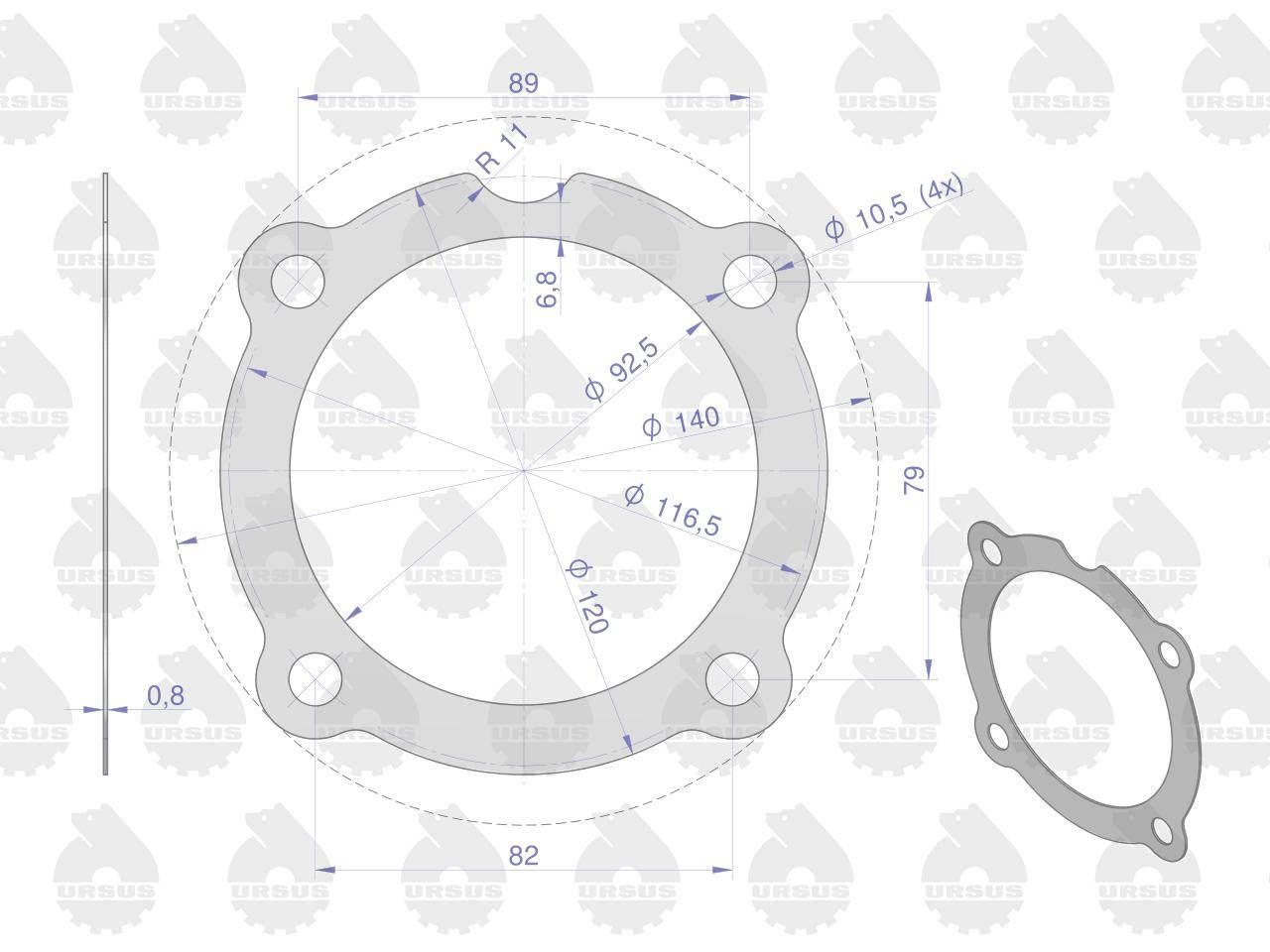 Uszczelka pompy wtryskowej krążelit 0.8mm c-330 po 10 oryginał ursus - zdjęcie 2