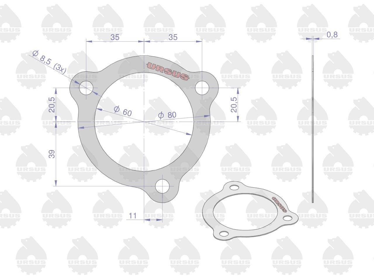 Uszczelka termostatu krążelit 0.8mm c-330 po 10 oryginał ursus - zdjęcie 2