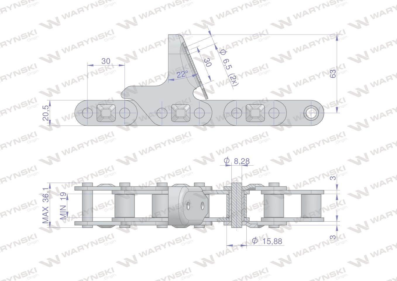 Łańcuch obrywacza kolb kukurydzy ca627-76ps 8 płytek new holland 84977231 w - zdjęcie 2