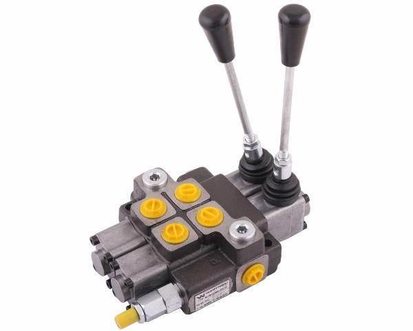 Rozdzielacz hydrauliczny 2-sekcyjny max przepływ 40l 1 sekcja z zatrzaskiem