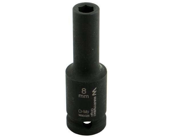 Nasadka udarowa sześciokątna długa 1/2" 8mm crmo din 3129 waryński