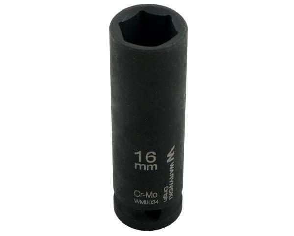 Nasadka udarowa sześciokątna długa 1/2" 16mm crmo din 3129 waryński