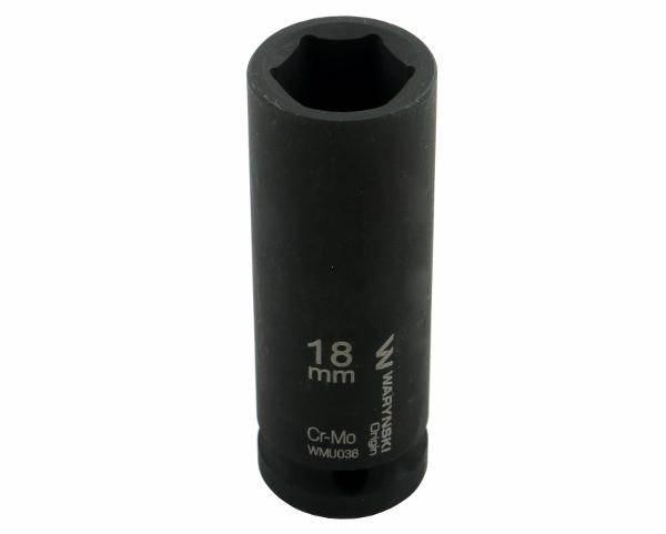 Nasadka udarowa sześciokątna długa 1/2" 18mm crmo din 3129 waryński