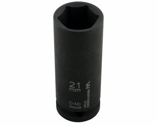 Nasadka udarowa sześciokątna długa 1/2" 21mm crmo din 3129 waryński