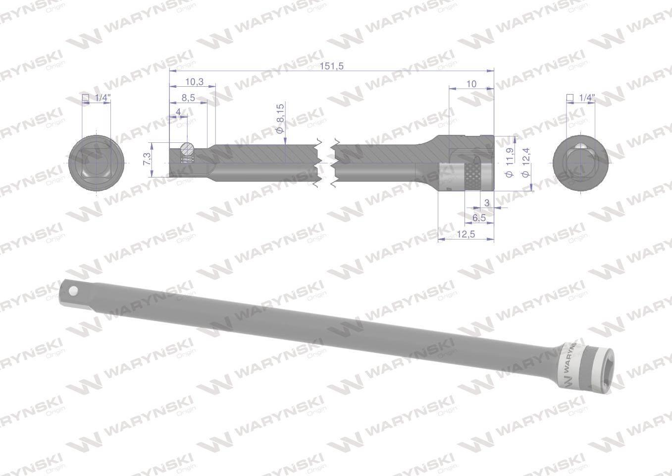Przedłużka 1/4" 125mm waryński | WMN127 - zdjęcie 3