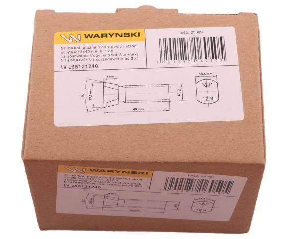 Śruba kpl płużna oval z dwóch stron ścięta m12x40mm kl.12.9 vogel & noot wa - zdjęcie 3